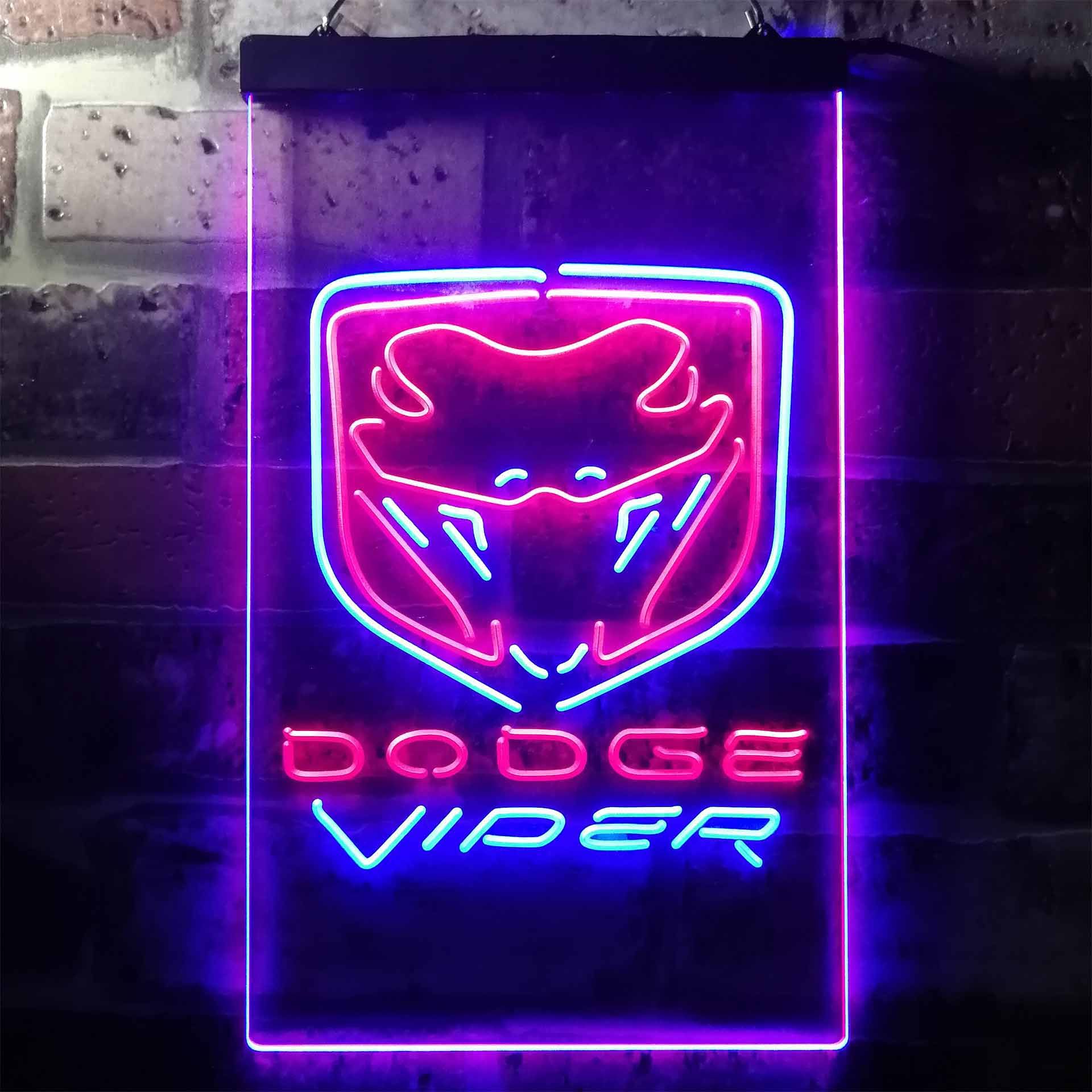 Dodge Viper Fangs Dual LED Neon Light Sign